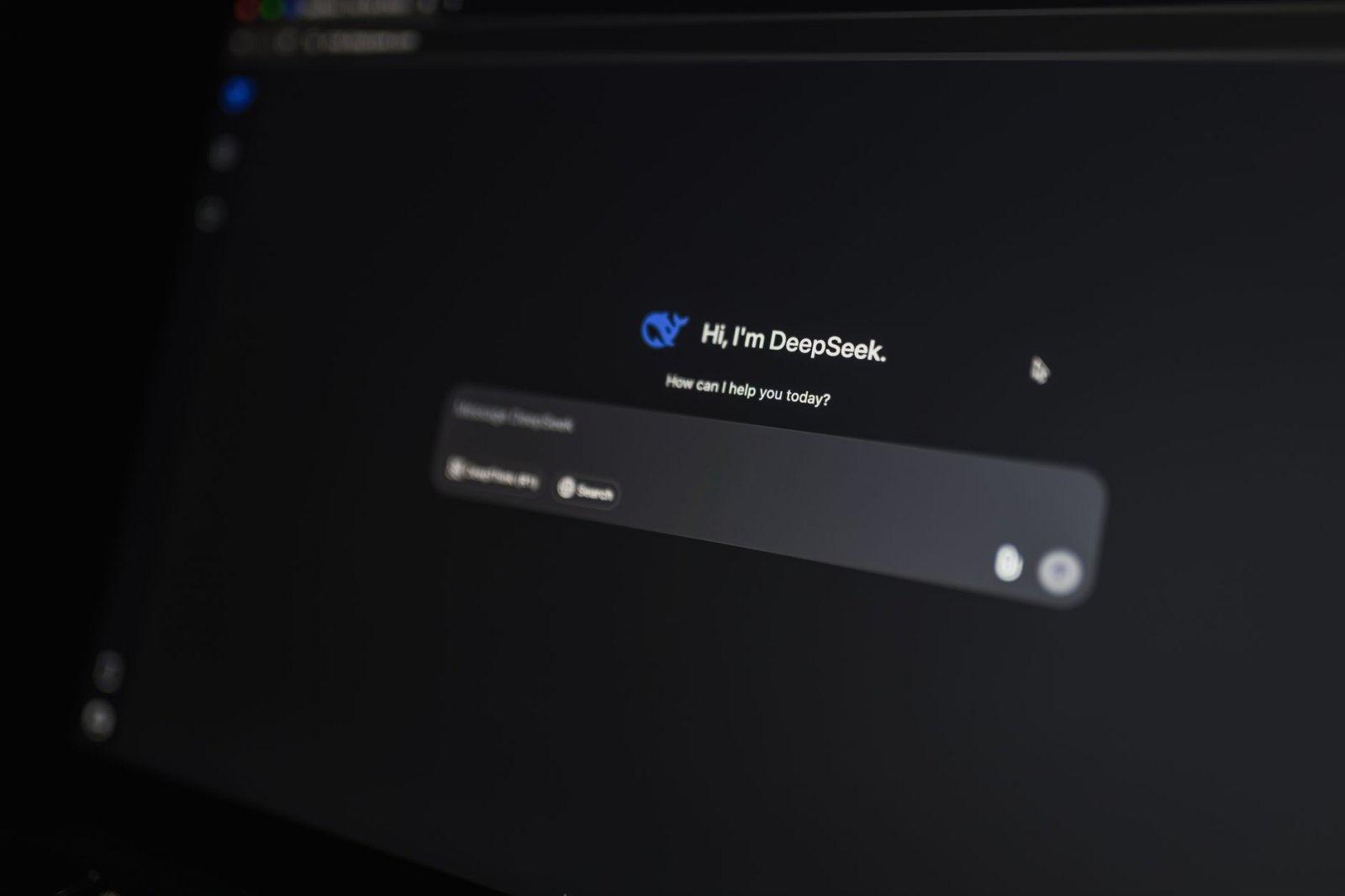 Close-up of an AI-driven chat interface on a computer screen, showcasing modern AI technology.